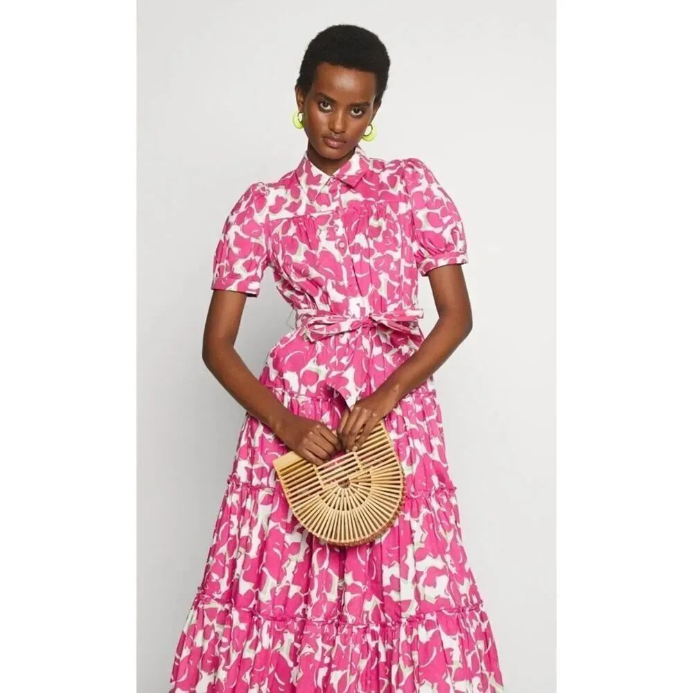 NWT Diane Von Furstenberg Queena Cotton Dress Pink Print Size XXL